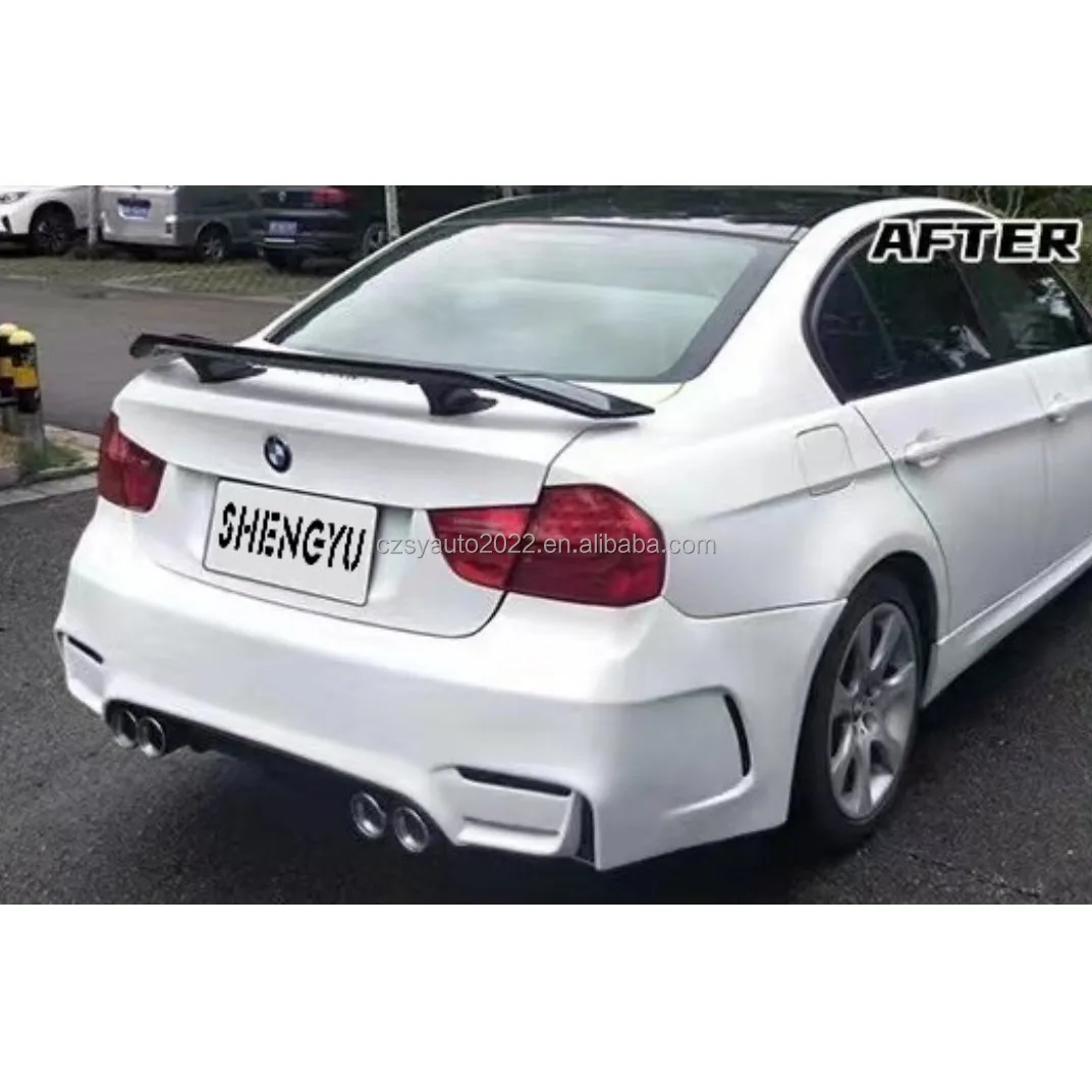 CSR Style Front Bumper Lip For BMW E90 3 Series Sedan 2009-2012, Unpainted Black PU, FREEMOTOR802