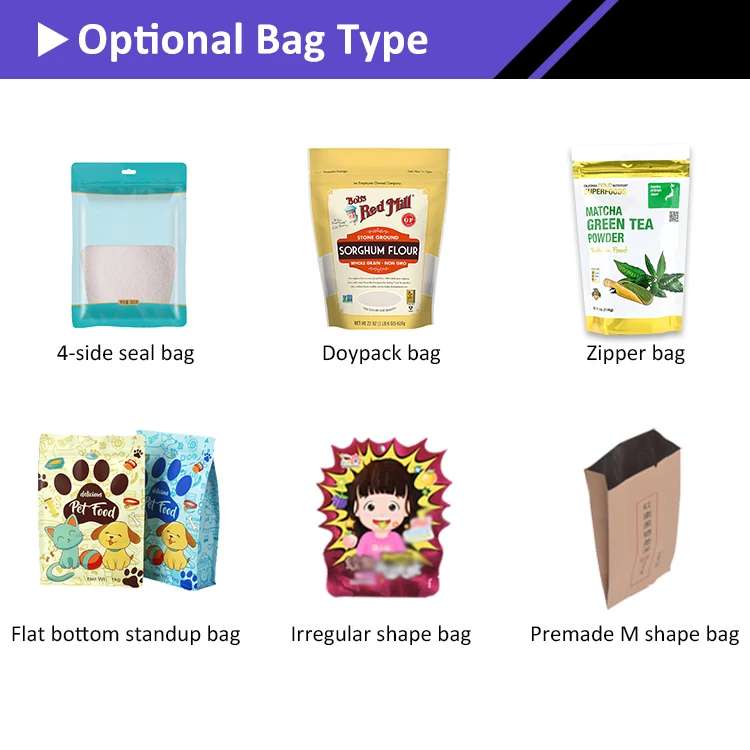 Автоматическая упаковочная машина для предварительно изготовленных пакетов, упаковочная машина для порошков, стоячий пакет, пакет на молнии