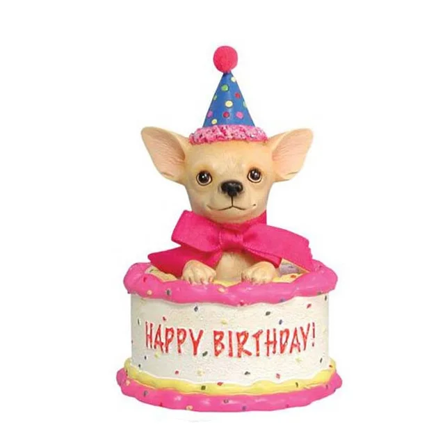 POMNUG Chihuahua - Decorazioni di compleanno per cani, graziose decorazioni per feste Chihuahua Happy Birthday Striscione Chihuahua Happy Birthday, decorazione per torte, topper per cupcake