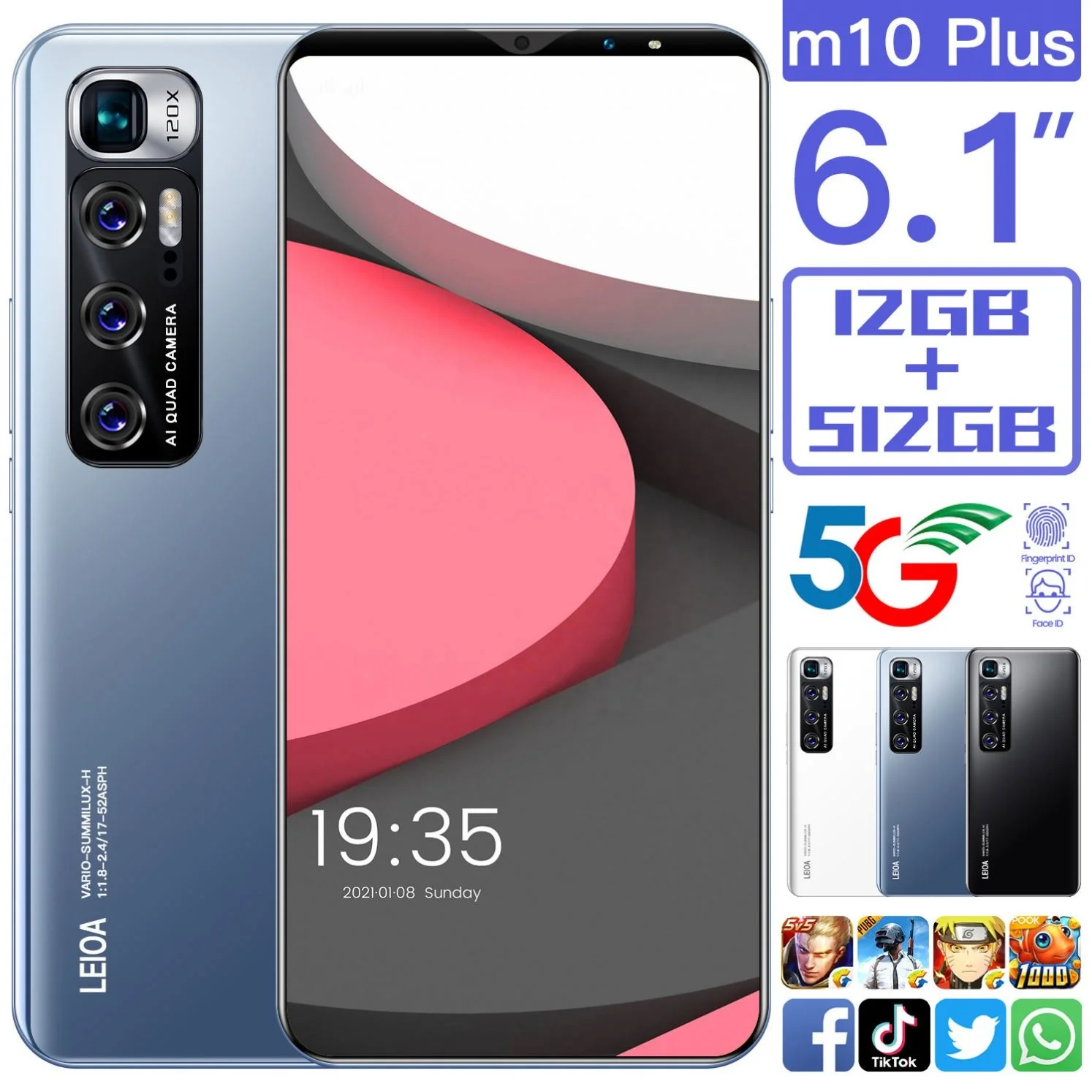 Оригинальный Смартфон M10 Plus,6,1 Дюйма,10 Ядер,Android,12 Гб + 512  Гб,4g,5g,Мобильный Телефон Большой Емкости 4800 Мач,Мобильные Телефоны -  Buy ...