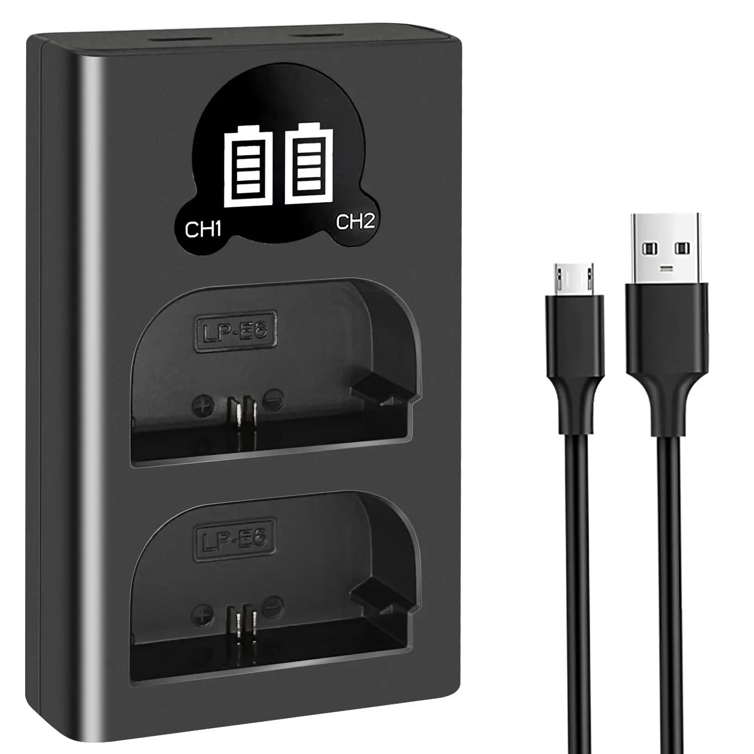 LP-E6 LP-E6N LP E6NH LED Dual Battery Charger for Canon EOS R 90D 80D 70D  60D EOS 5D Mark II III IV EOS 6D 7D Mark II Camera