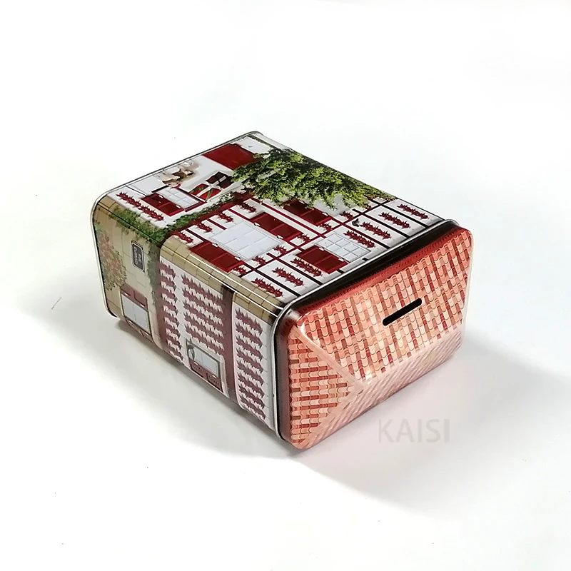 Custom House Shape Tin Box Storage Tins With Lids Decorative Chocolate