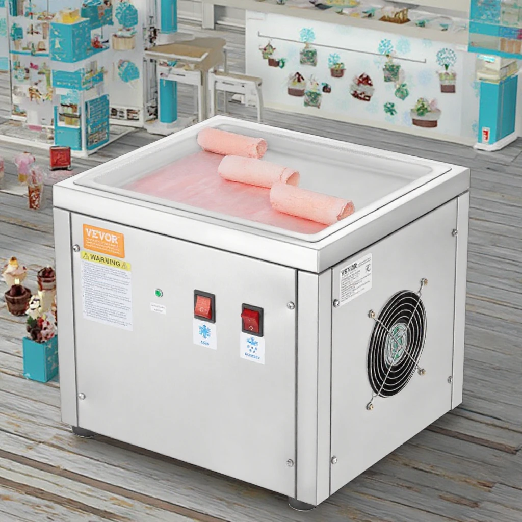 VevoR China Flat Fried Ice Cream Machine 220V Roll Machine for Baking Food Shops Restaurants for Fruit Milk Water Chocolate