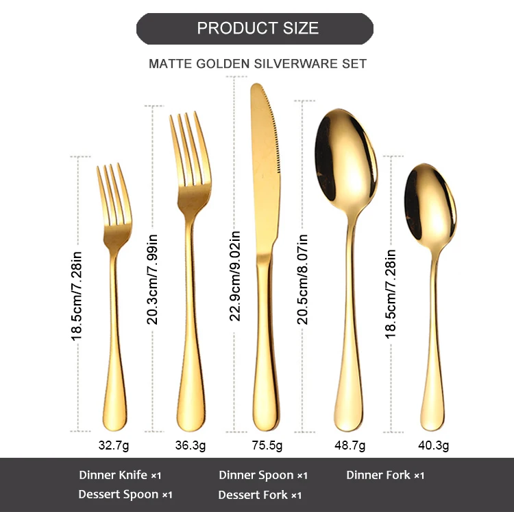 Bulk High Quality Wedding Luxury Gold Cutlery Set Spoons Forks And