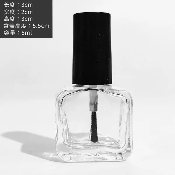 Wholesale Clear Empty Gel Nail Polish Bottle Glass With Brush Cap 5ml Clear Square Gel Nail