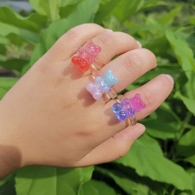 Wholesale Wholesale Fashion Colorful Resin Gummy Bear Ring Jewelry