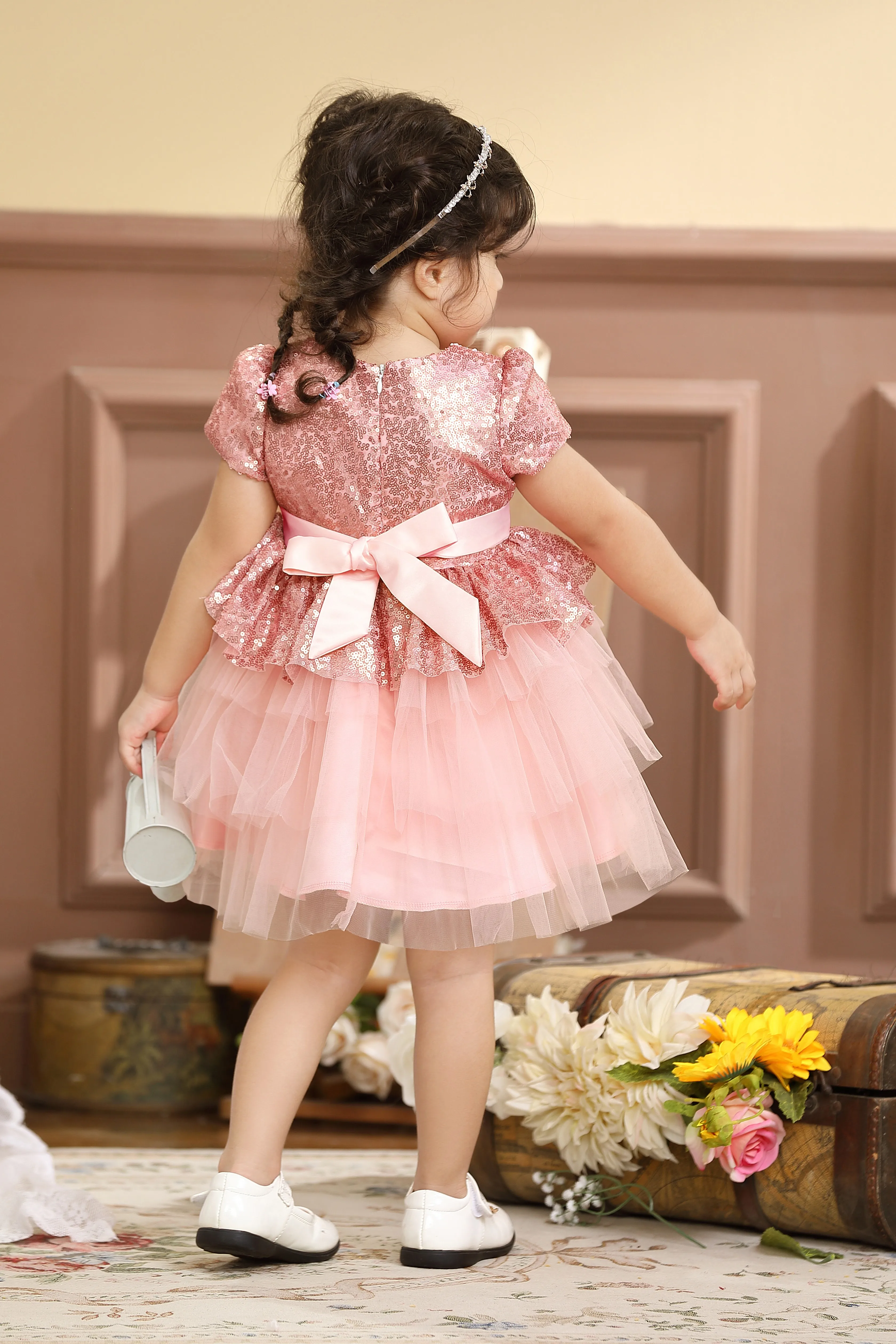 Pink Sequin Flower Girl Dress for Kids