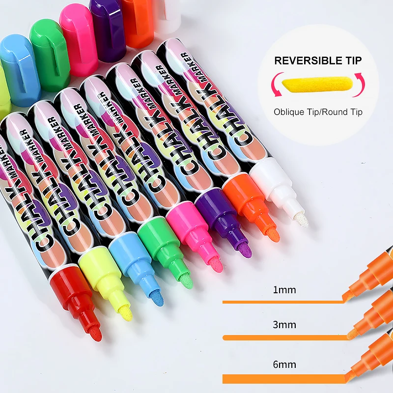 Высококачественные художественные маркеры для рисования обратимым пером 8 цветов Жидкий Мел маркер