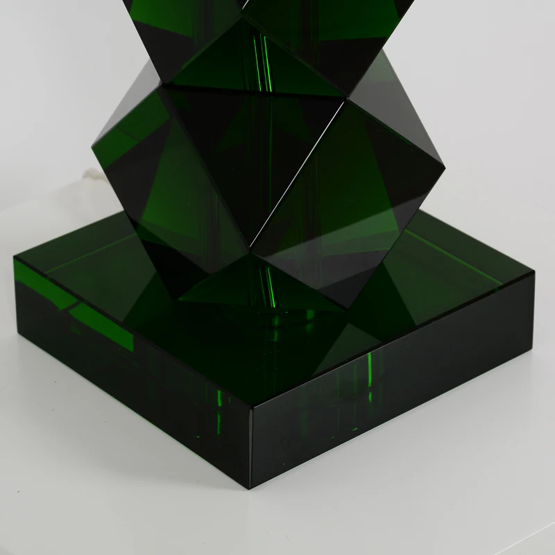 Luxury Modern Geometric Plane Crystal Bedside Green Table Lamp For Hotel Living Room