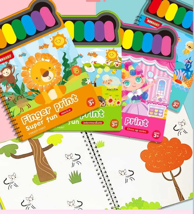 KEYBABY Custom Printing Funny Educational Drawing Finger Painting Water Coloring  Learning Books For kids