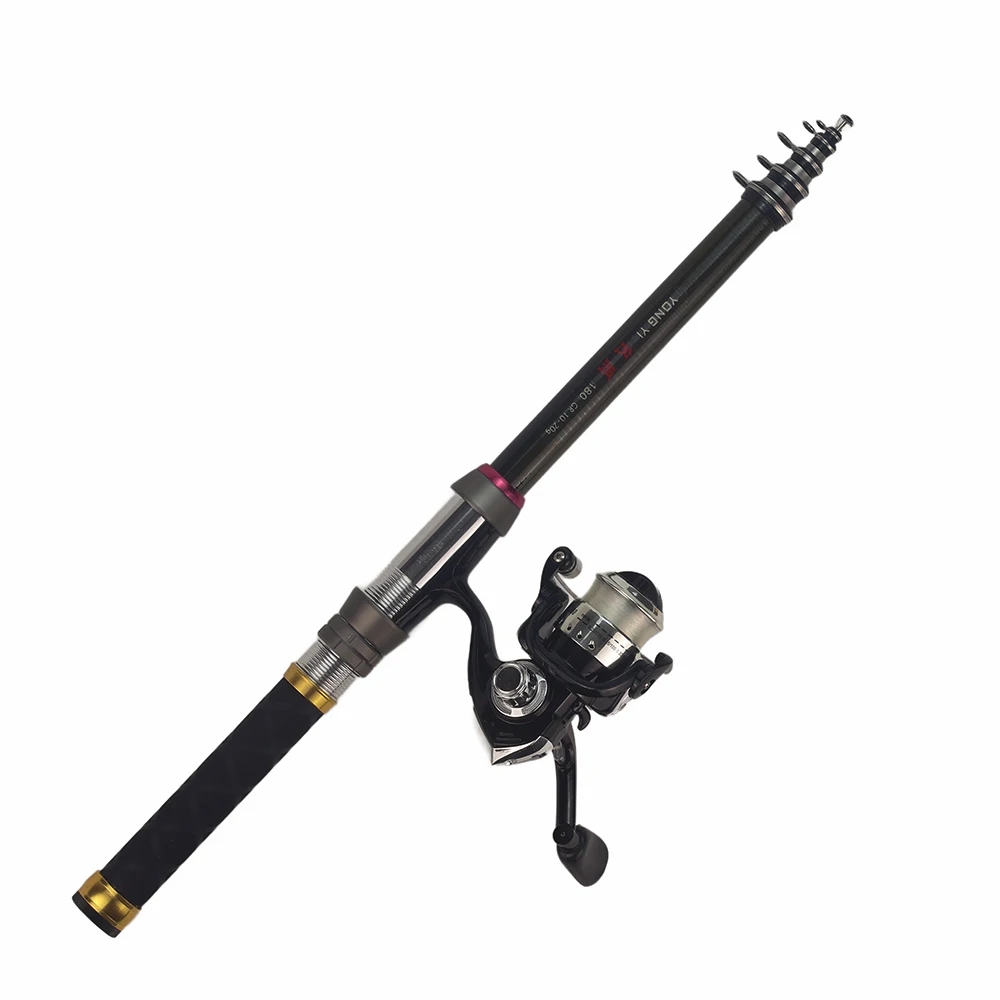 1.8m Carbon Fiber Telescopic Fishing Rods with Baitcasting Reel