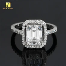 Fine Jewelry 925 Sterling Silver Emerald Cut Moissanite Women Jewelry Wedding Set Rings Engagement Ring