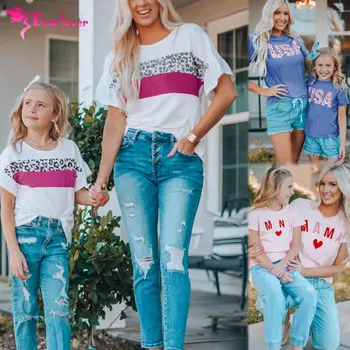 Wholesale Mommy And Me Outfits Summer T Shirt Mother Daughter Matching Letter Print Tee Family Matching Clothes