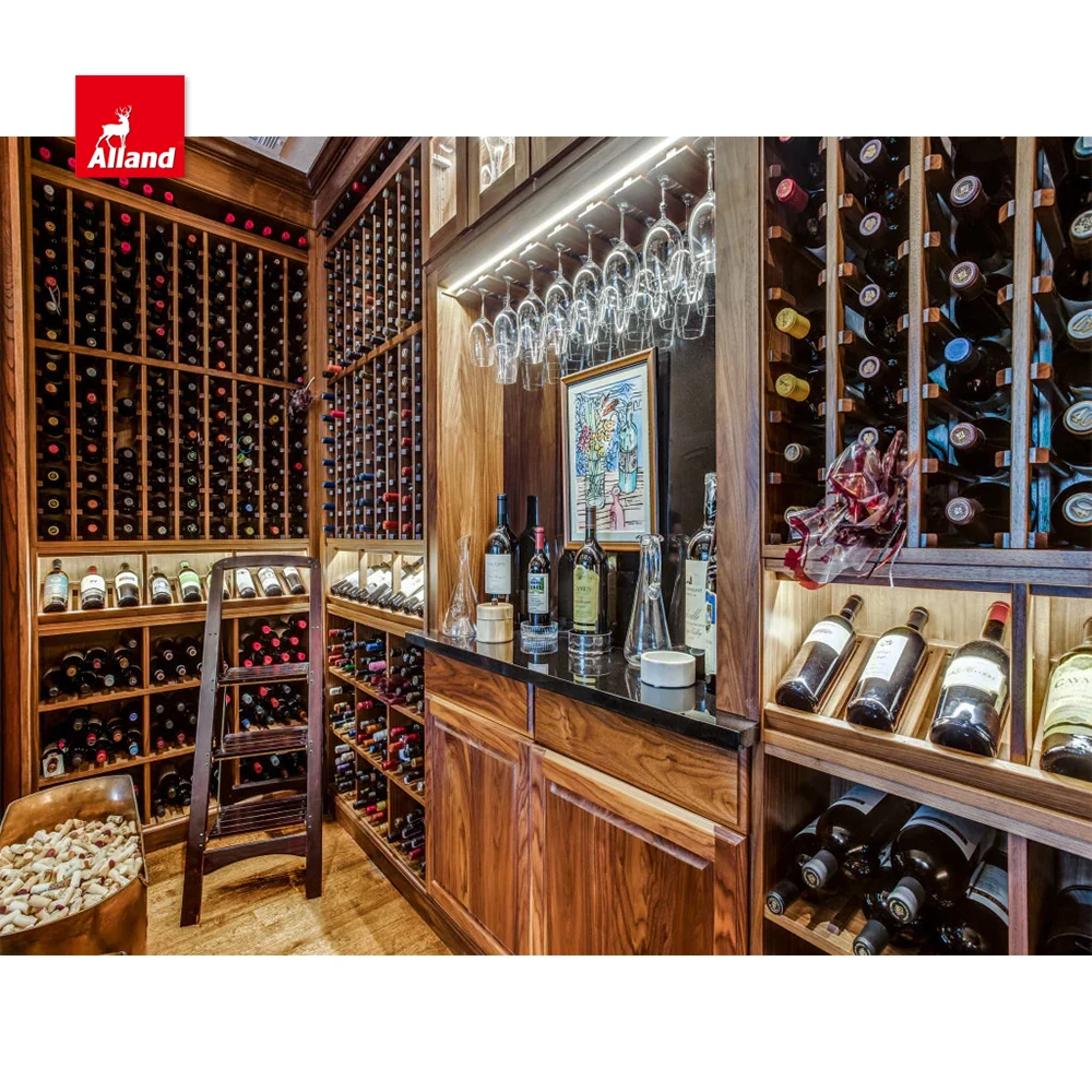 Alland Luxury Home Bar Custom White Red Oak Cherry Solid Wood America ...