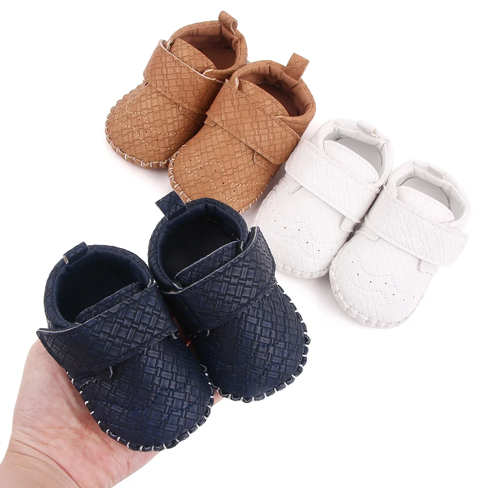 Baby Shoes for Boys Pure Color PU Leather Infants Simple Casual Soft Sole Non-slip Toddler Shoes