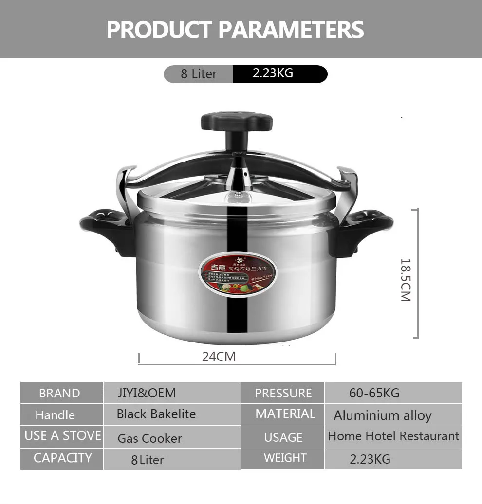 Aluminum Alloy Pressure Cooker - 4L Large Capacity, Dual Handle, For Gas & Stovetop - View #13