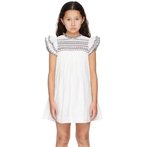 New Bestseller  High Quality Smocking Embroidery White Summer  Girl Child Dress with   Sleeveless