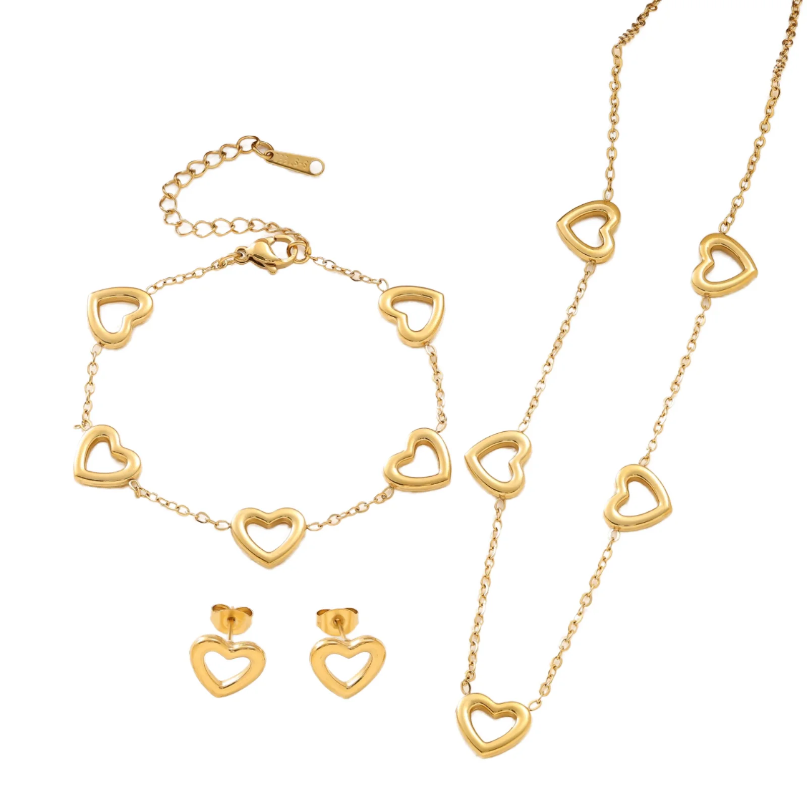 Elegant Titanium Heart Necklace Set - Non-fading & Versatile