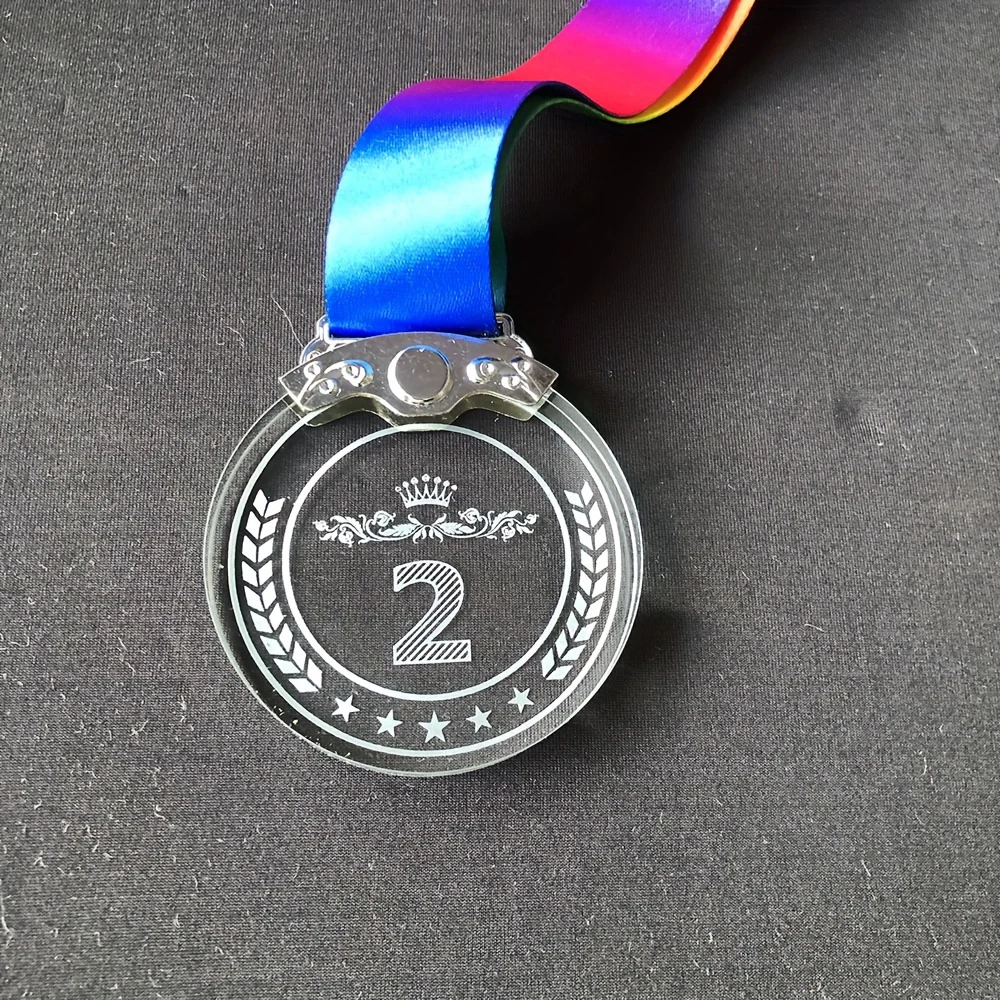 Custom Blank Faceted Plexiglass Commemorative Medal Sport Brass Gold Silver Trophy Perfect Winners Finalists Crystal Glass Medal