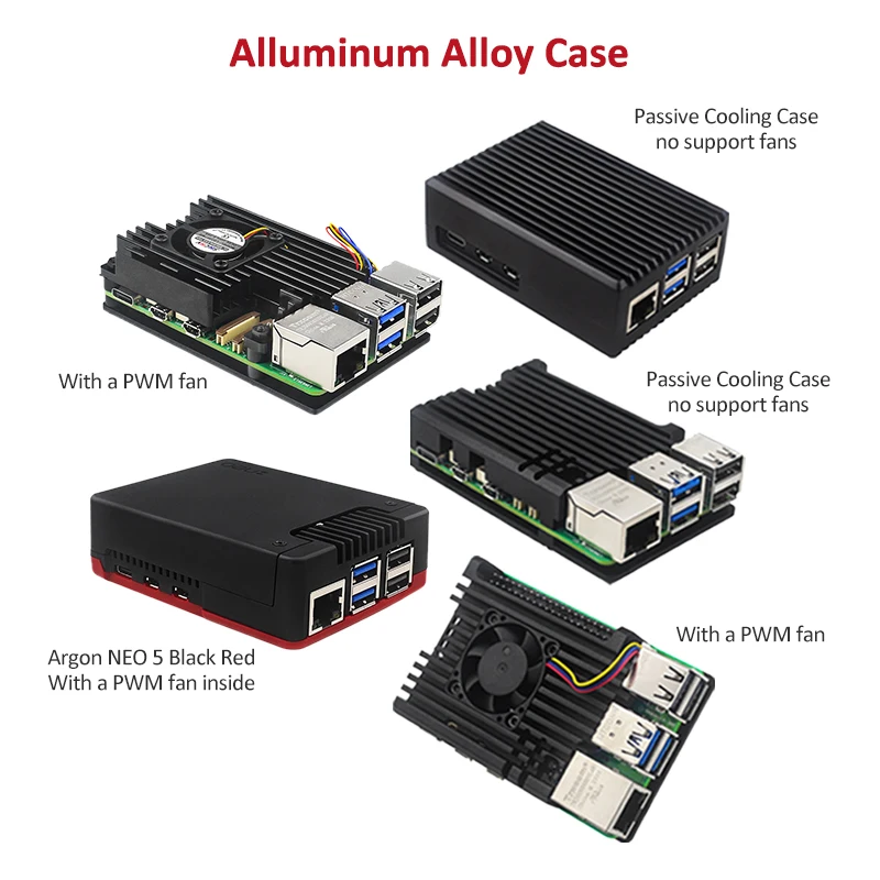 Raspberry Pi 5 Kit 4GB 8GB RAM Including Power Supply 27W RTC Battery Box SD Card Card Reader Metal Case with Fan Video Cable 4K
