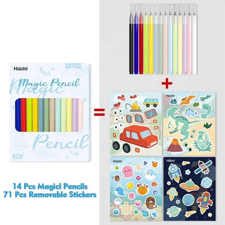 В наличии, неограниченный карандаш для письма, 14 упаковок, волшебные карандаши без чернил для письма, инструмент для рисования, дети с наклейкой