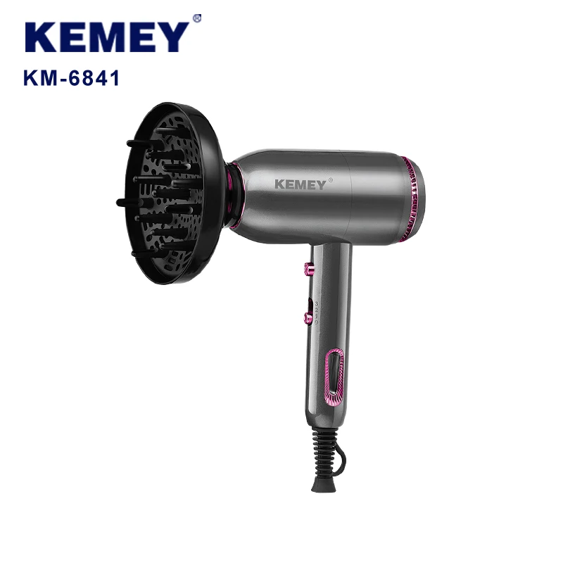 Высококачественные Фены для волос Kemei KM-6841 профессиональный салон с низким уровнем шума мощный Фен Дорожный фен