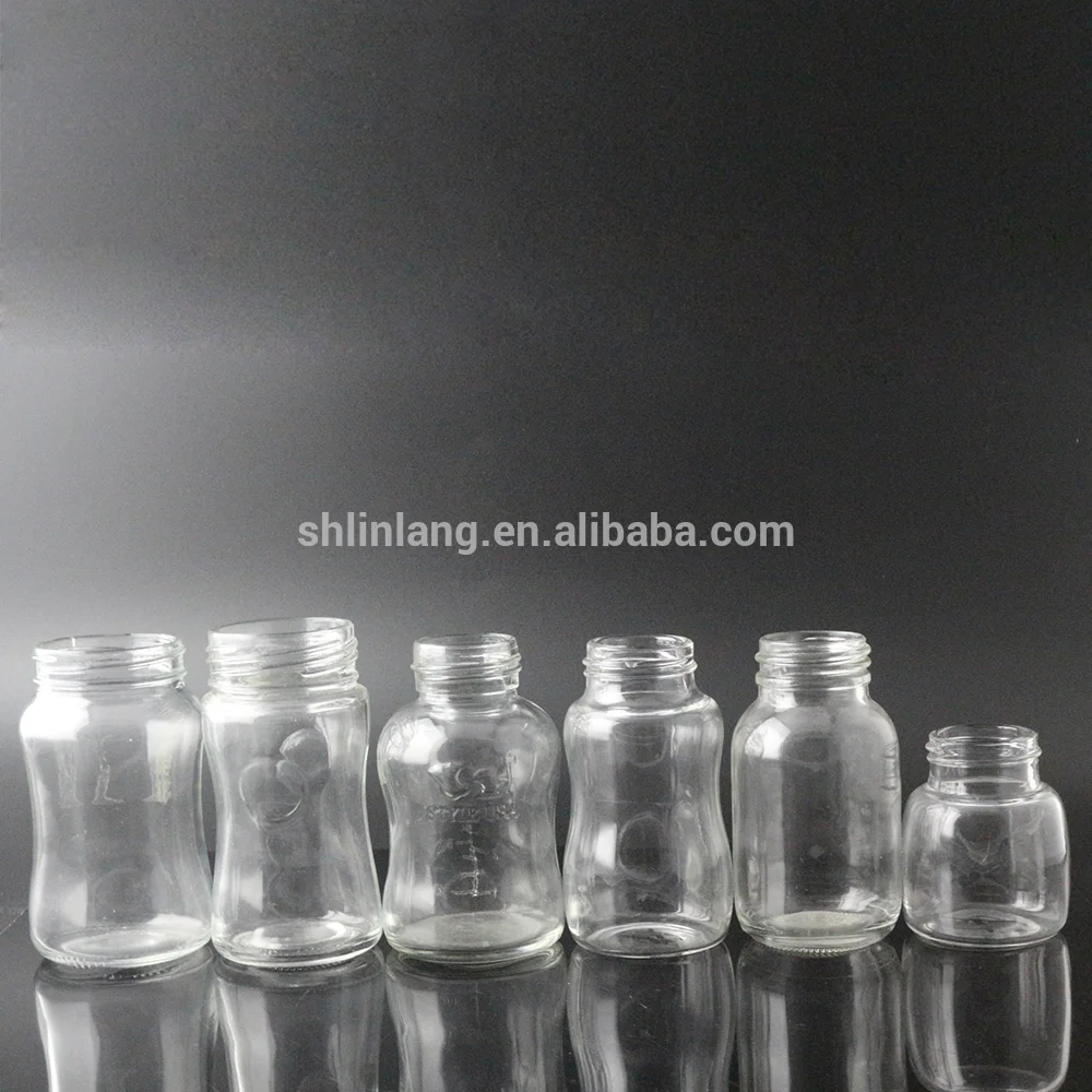 Shanghai Linlang Wide Neck Safe Toughened Glass Baby Bottle Anti-shock Baby Feeding Bottle Glass Baby Bottles
