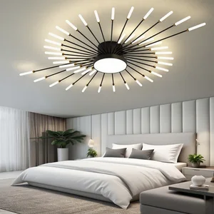 JACKSUN Black LED Metal Firework Ceiling Light Fixture 42 Lights Indoor Lighting Ceiling Lamp Natural Light Living Room