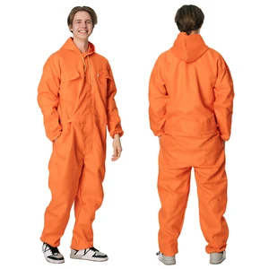 Wholesale Custom Hooded Safety Coverall Suit Men Long Sleeve Working Overalls Mechanic Jumpsuits Construction Work Uniform