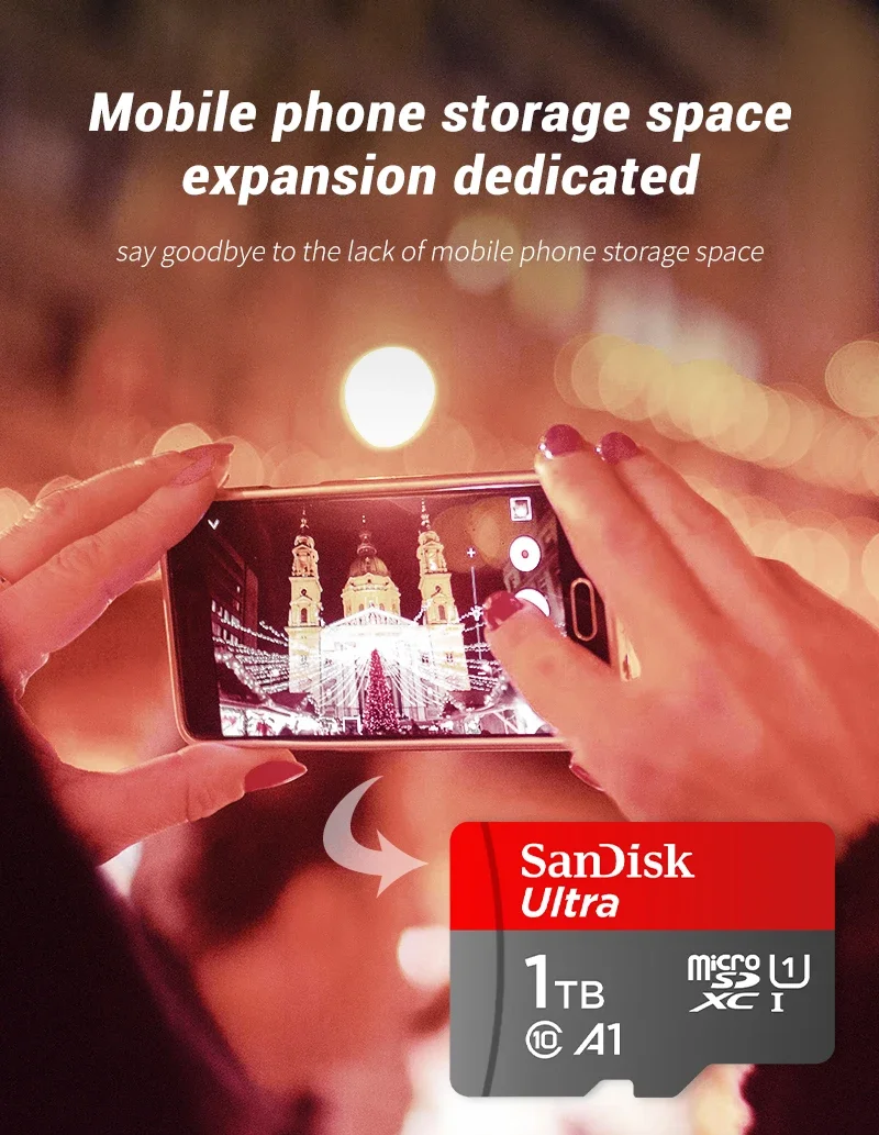 SanDisk Micro SD Card C10 32GB 64GB 128GB 256GB 512GB up to 150MB/s Microsd Memory Card 1TB A1 Flash TF Card for Phone