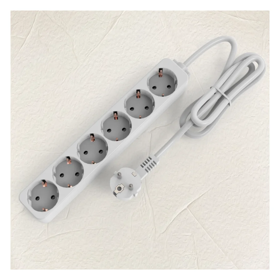 6 Way Power Strip Extension Socket Multi Function Extention Cord with 6 Outlets