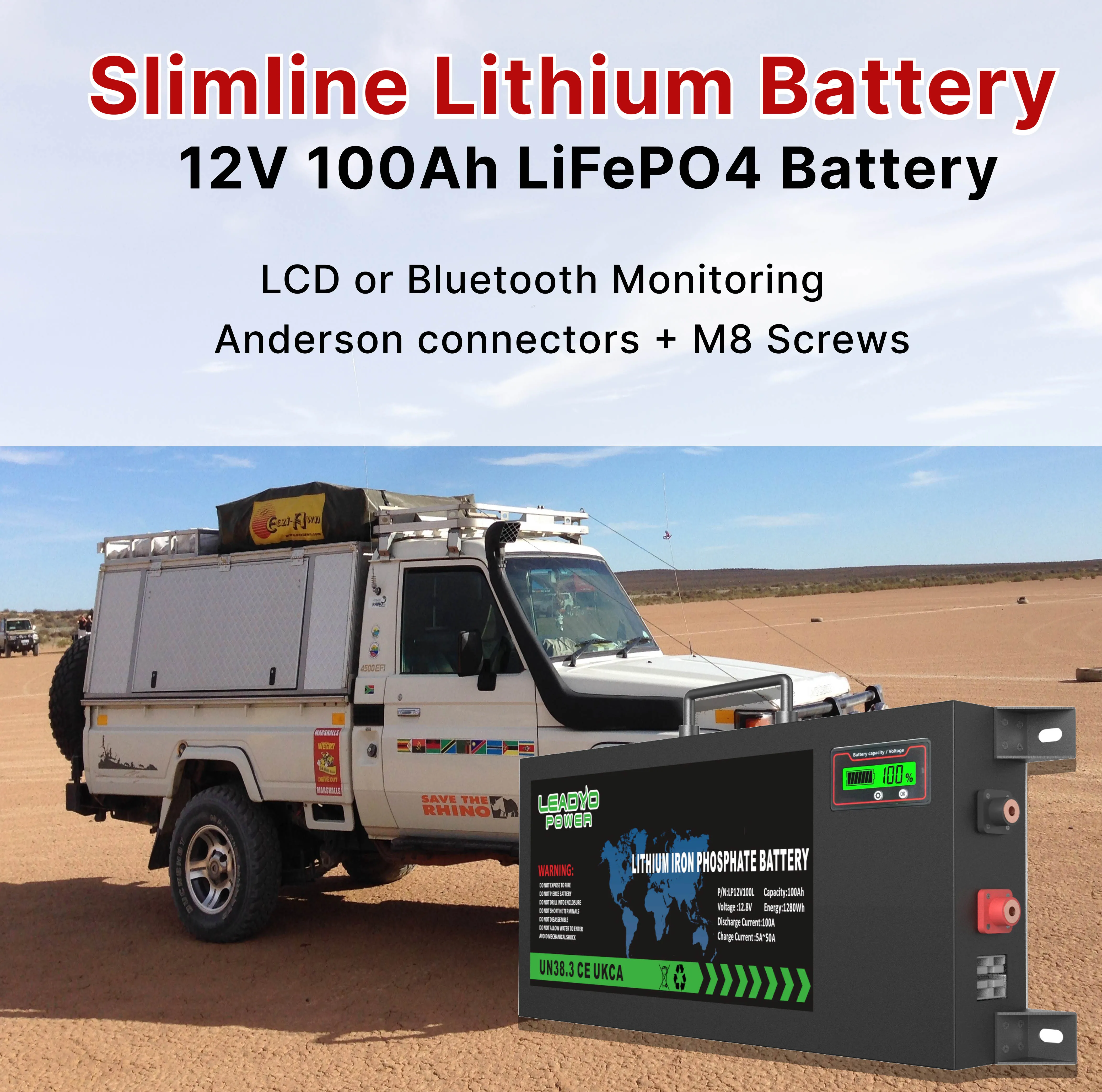 Ultra Slim 12v 100ah 110ah 120ah 125ah 130ah Lithium Batteries Slimline LiFePO4 Battery for 4x4 4WD Off-road Outdoor Camping supplier