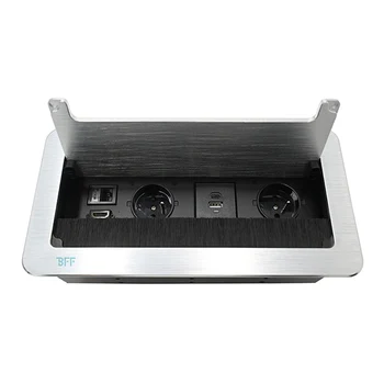 Aluminum Flap up Cover Universal Power socket with USB RJ45 TELEPHONE for office home