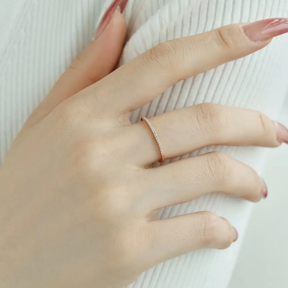 KAKODIY Simple Thin 925 Sterling Silver Boutique Jewelry Ring Boutique Luxurious Rose Gold Row Cubic Zirconia Zirconia Women's Engagement Ring detail 3