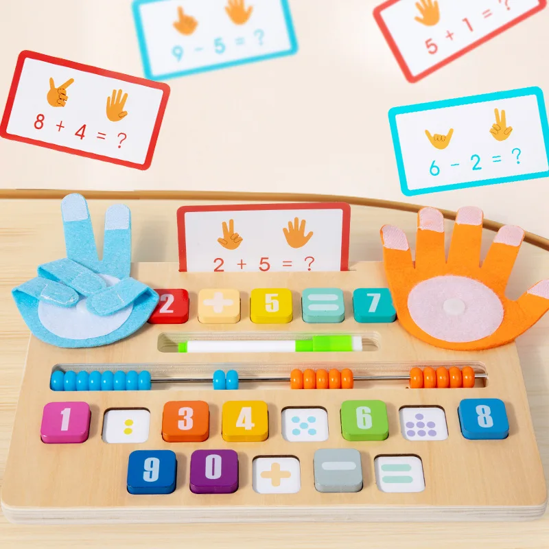 Multi-Functional Arithmetic Board Kids Montessori Learning Toys 2-in-1 Finger Counting Educational Math Toy for Kids