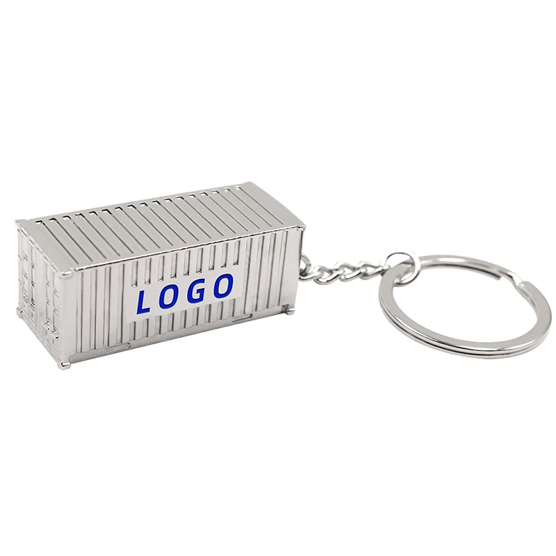 Promotional Unique 3D Luxury Shipping Container Rectangular Key Chans Custom Logo Colorful Souvenir Business Gift Metal Keychain