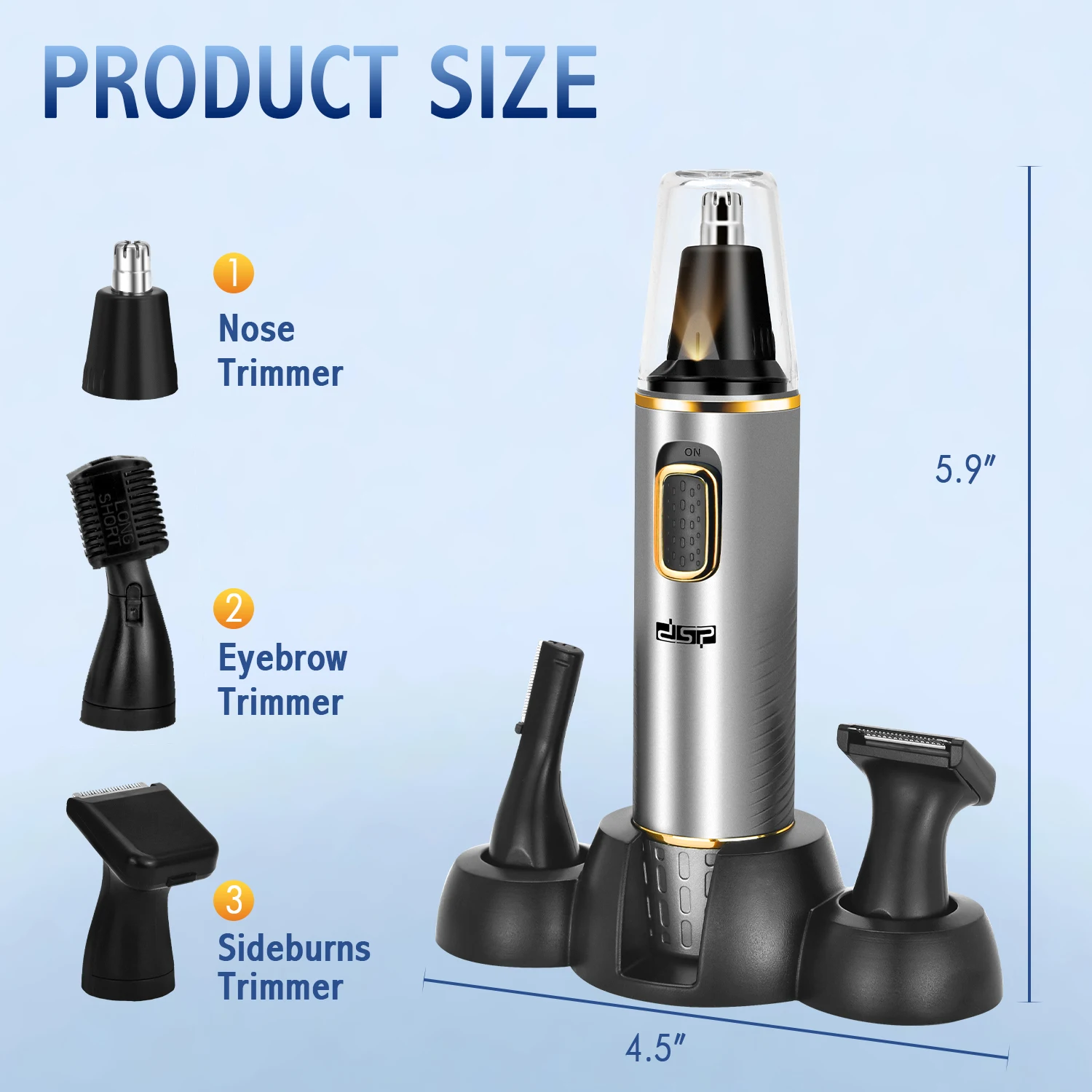 Dsp Hot Sale Customized Professional Battery Powered Multifunctional Nose And Beard Hair Trimmer