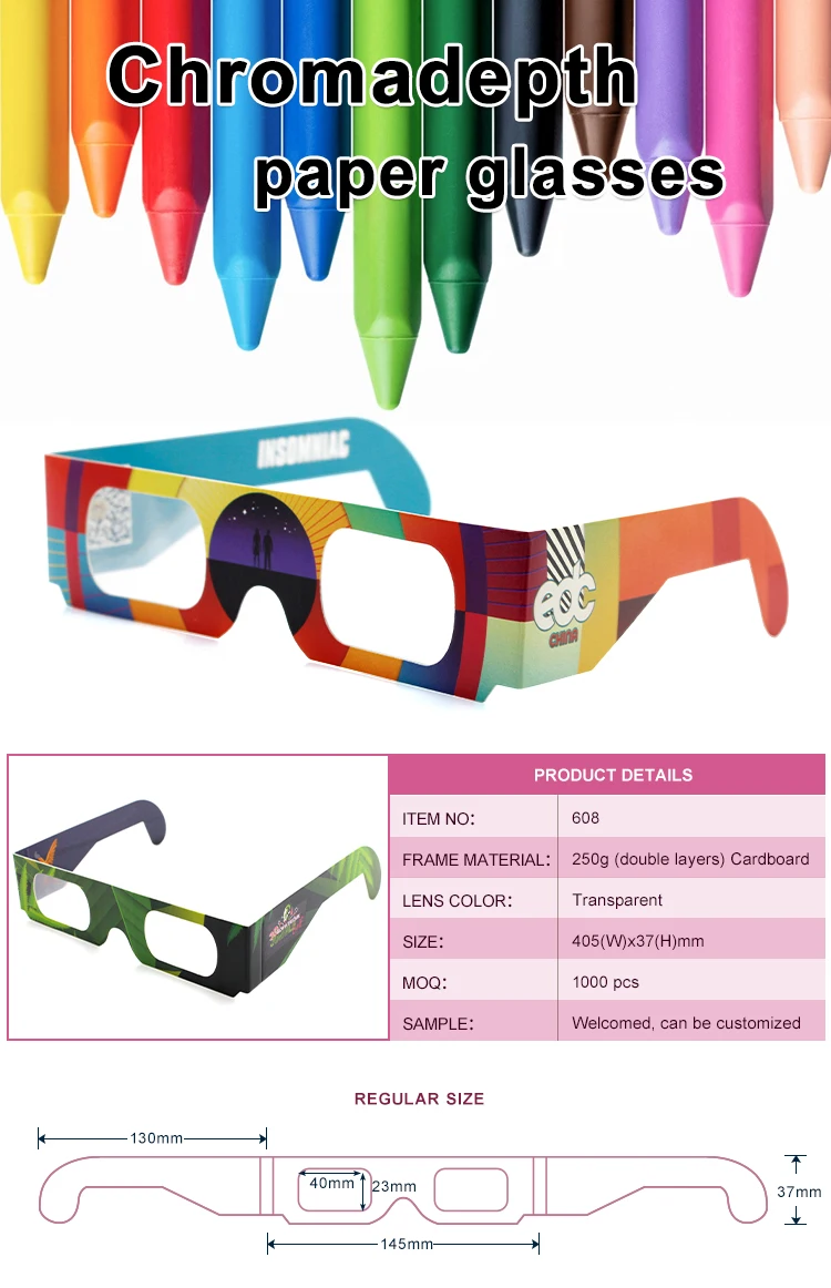 Chroma Depth Paper Glasses 3d Images Custom Logo 3d Glasses For Videos