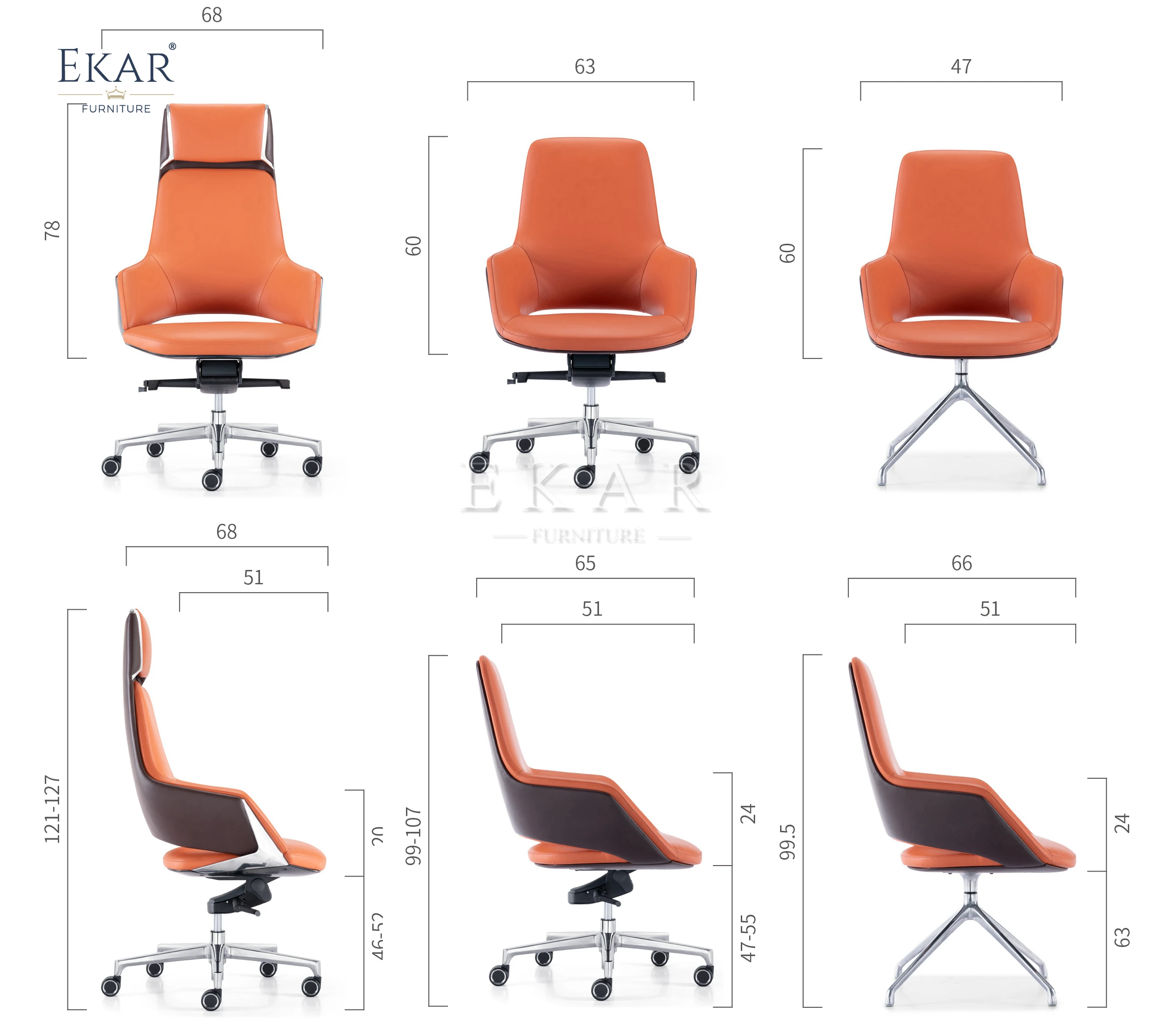 Premium Italian Leather Office Chair - Seamless Design with Reinforced Aluminum Alloy Base factory