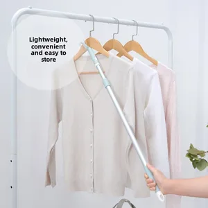 Student Dormitory Household Clothes Drying Rod Plastic Balcony Hanging Clothes Rack with Fork Rod Head Clothes Hanger