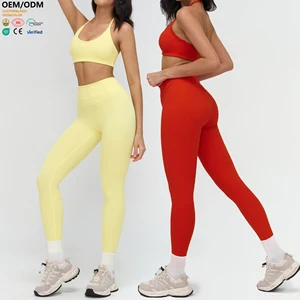 XW-TZ3109 Apparel Wholesale Halter Design Breathable Fitness Gym Clothing Women Chest Pad Elastic 2 Piece Yoga Wear Set