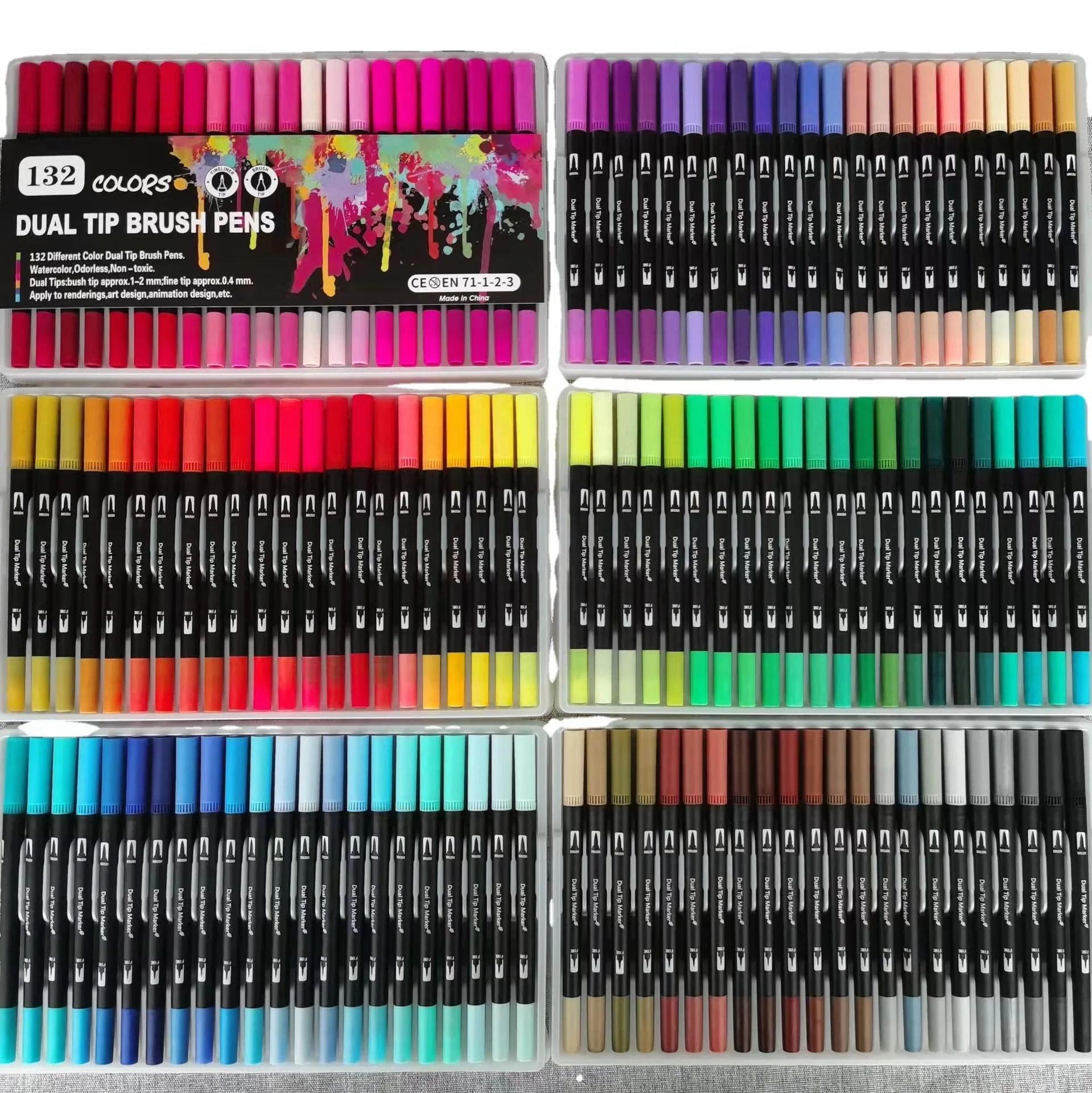 132 Colouring Pens Dual Tip Brush Pens Brush Tip Art Markers For