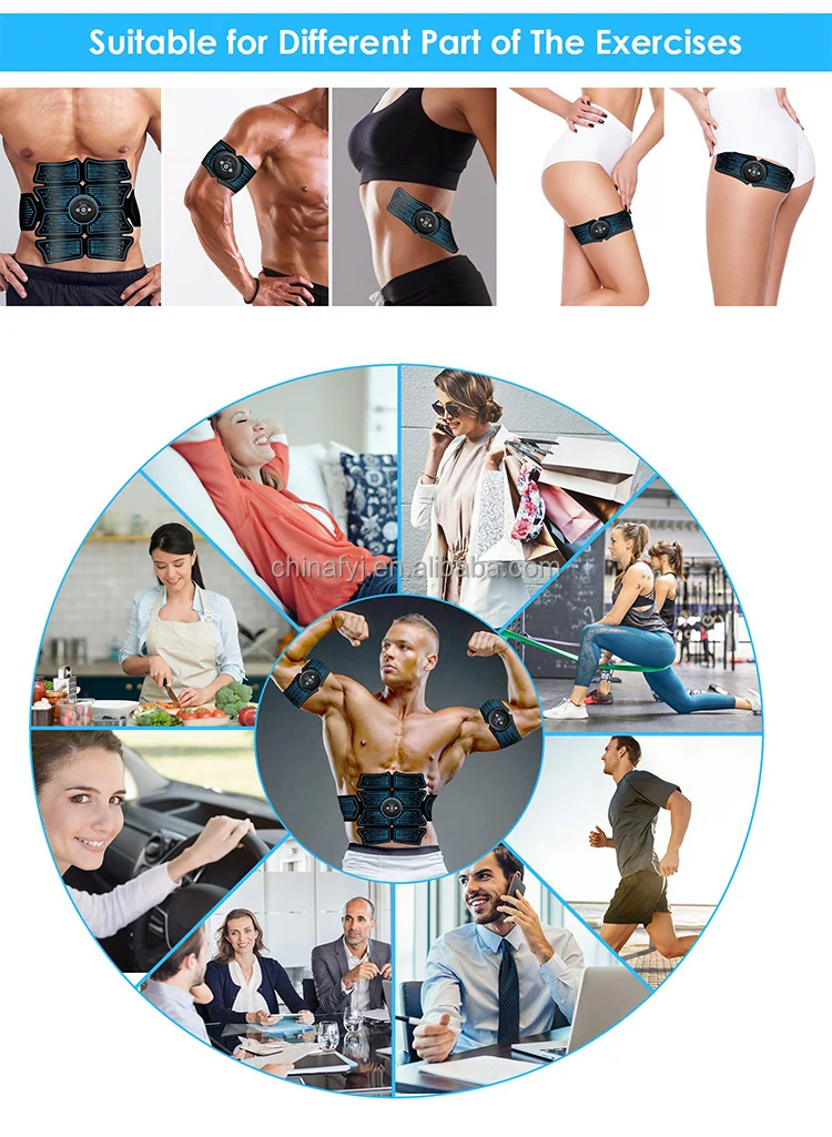 Blue Rechargeable Abs Stimulator Electric Ems Muscle Stimulator