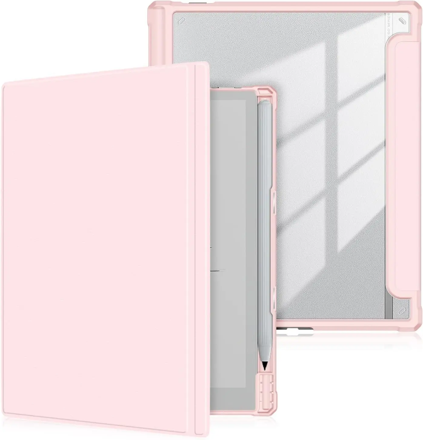 Case for BOOX Tablet Go 10.3 ePaper E Ink Tablet Hard Transparent Back Protective Cover with Pen Holder Auto Wake Sleep