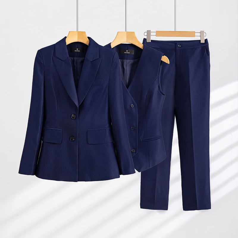 3 Pieces Set Quality Vest Pant Suit Office Ladies Work Wear For Women ...