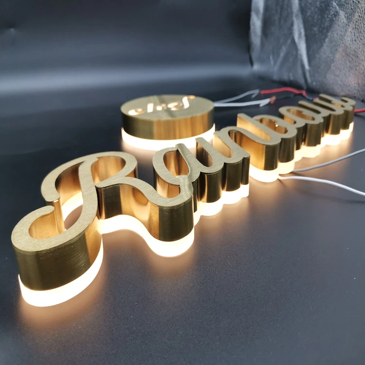 Light up Letters Custom Led logo Sign Stainless Steel Backlit Channel Letter Sign 3d logo Backlit Letter Sign