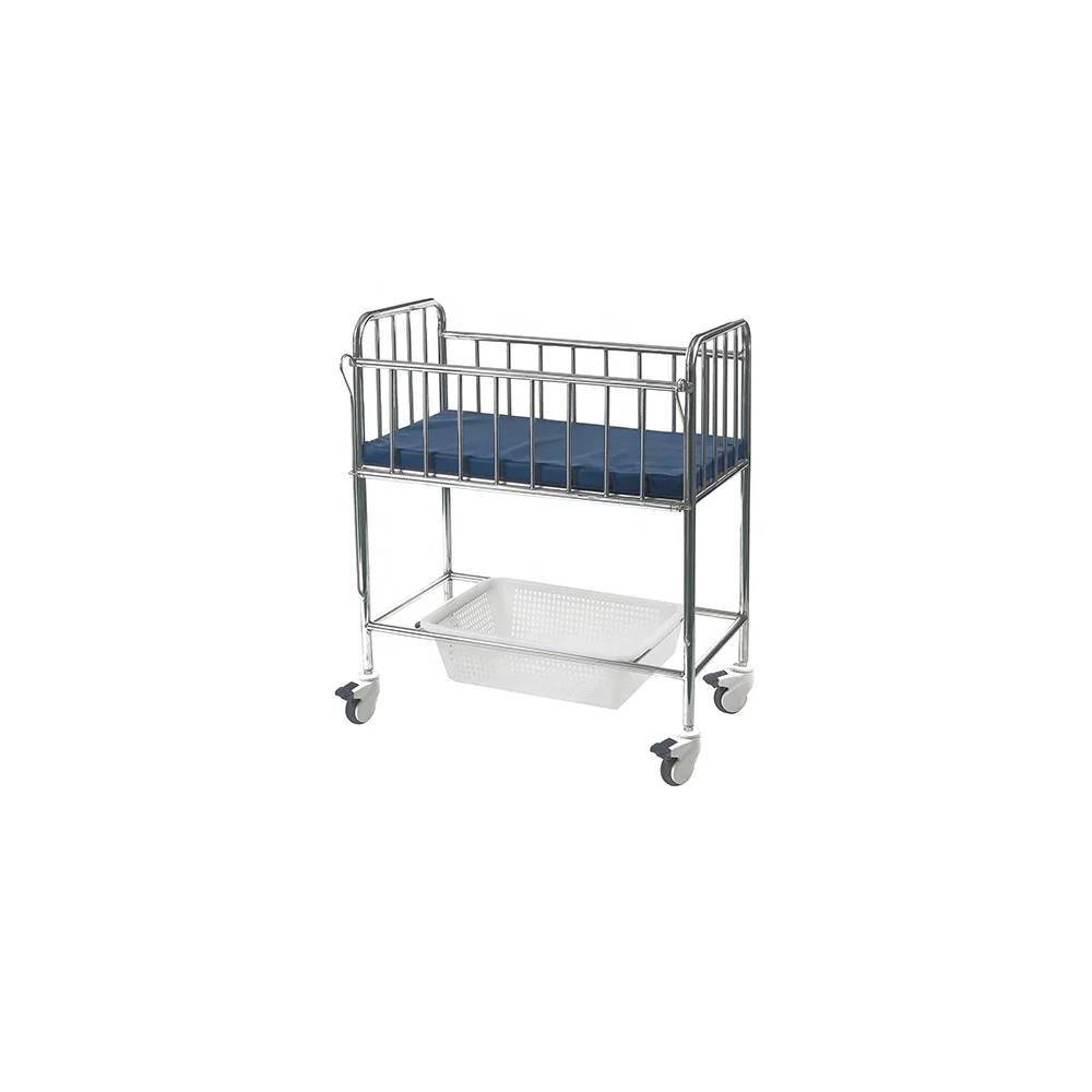 Premium ZHONG BAI SJCE17-A SUS304 Stainless Steel Adjustable Foldable Medical Baby Crib Soft Sponge Padding Durable for School 3
