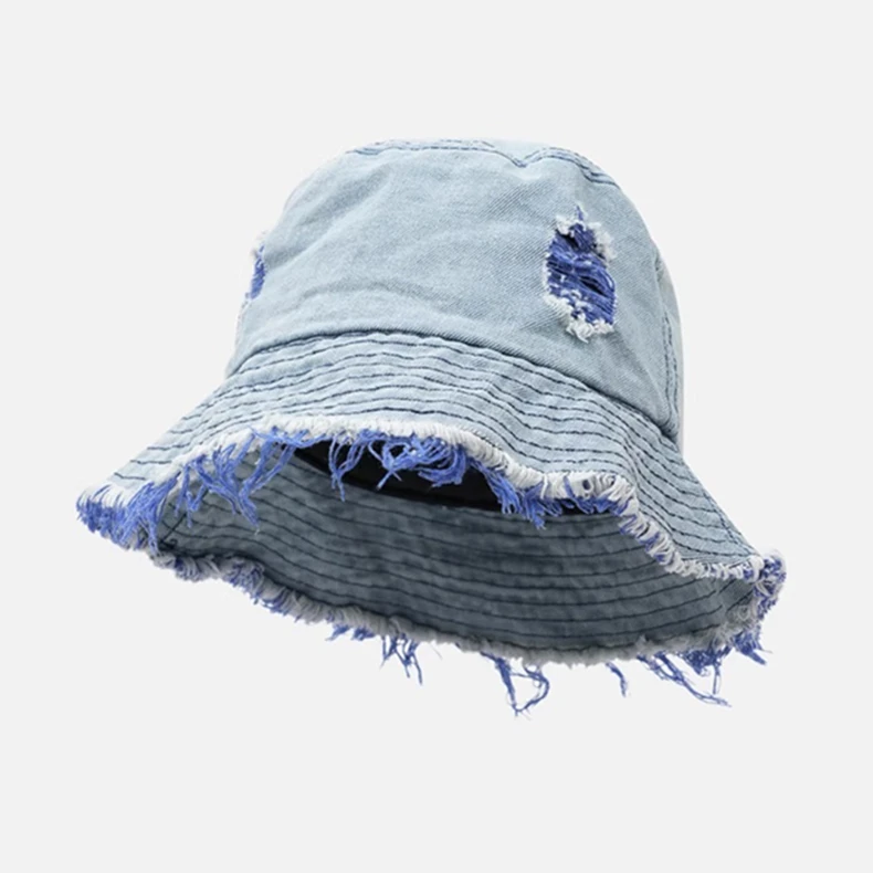 Distressed Denim Bucket Hat Packable Travel Sun Protection Cap S788087bf2f204e6990b01019ac4a4  main image 2