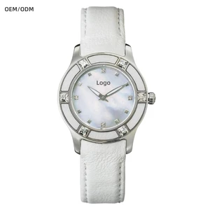 OEM Custom Logo 316L PVD Gold Stainless Steel 29mm Mother of Pearl 5ATM Women's Quartz Watches for Ronda 762 Movement