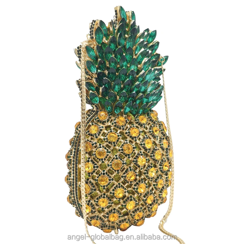 Luxury elegant bling crystal rhinestone clutch diamond pineapple purse bag handbag